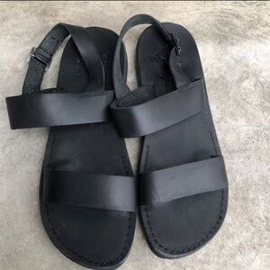 Jerusalem Sandals Golan Leather Black Sandals. Size 44. 11-11.5. Men’s.